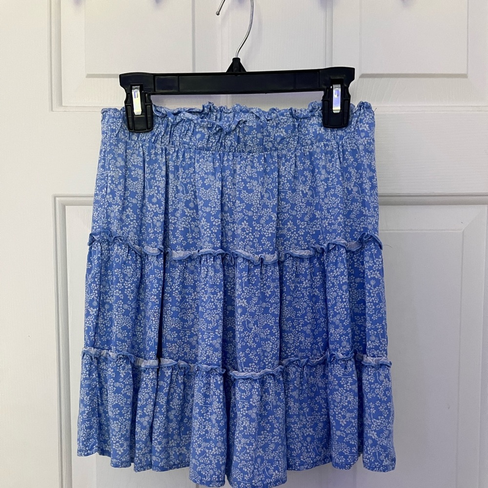 Blue flowered skirt